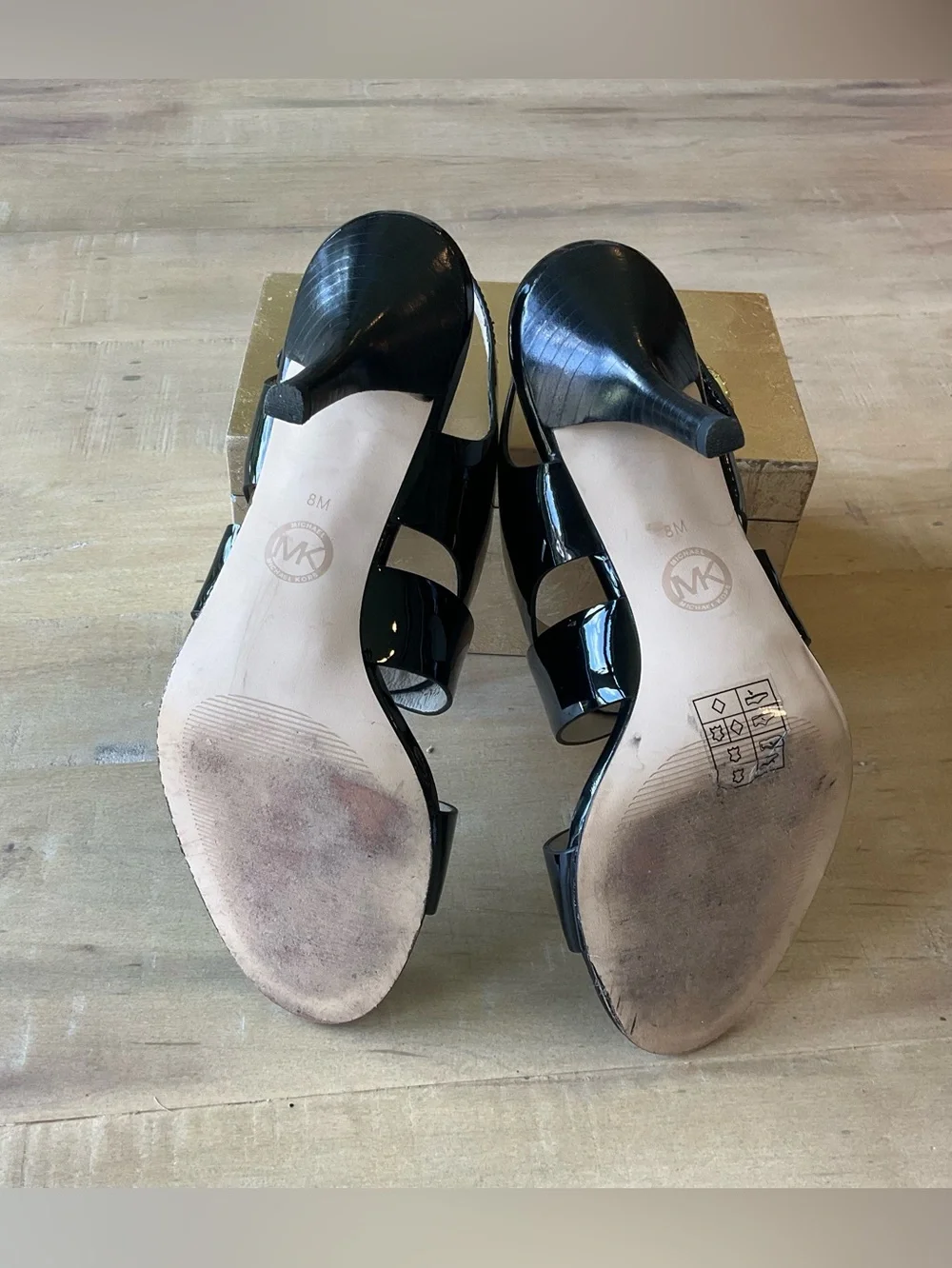Michael Kors Womens Joselle Open Toe Pump Black Patent Size 8M